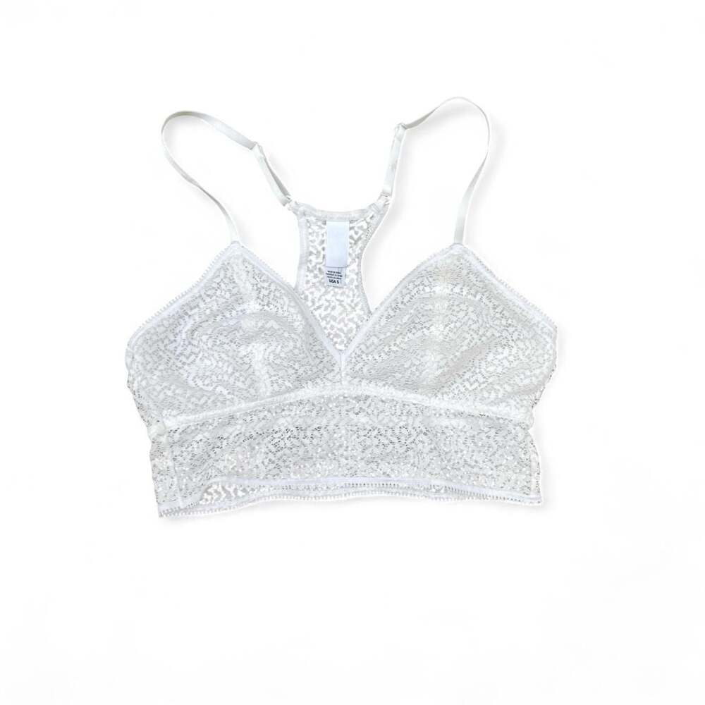 DKNY Women's Floral Lace Racerback Bralette White Size S